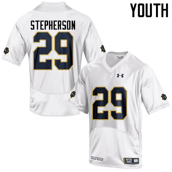 Youth NCAA Notre Dame Fighting Irish #29 Kevin Stepherson Stitched College Under Armour Authentic White Football Jersey KT10N32JS